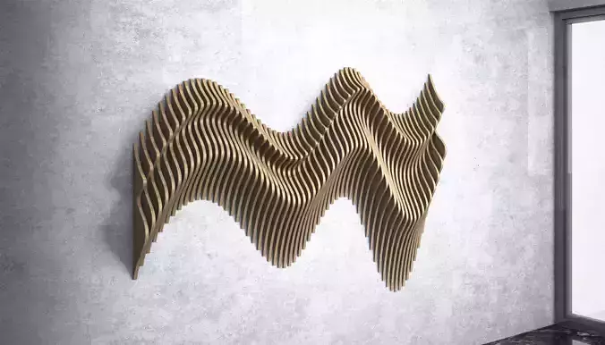  Parametric Wavy Wooden Wall Decor - 24 - CNC files for cutting
