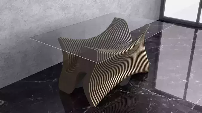 Parametric Wavy Wooden Furniture 15 - CNC files for cutting
