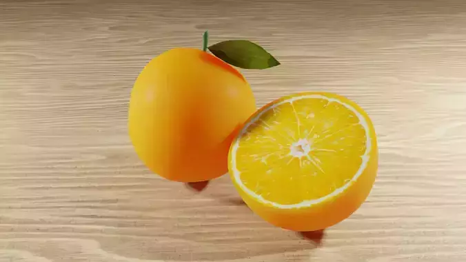 Orange Realistic two oranges on wooden table