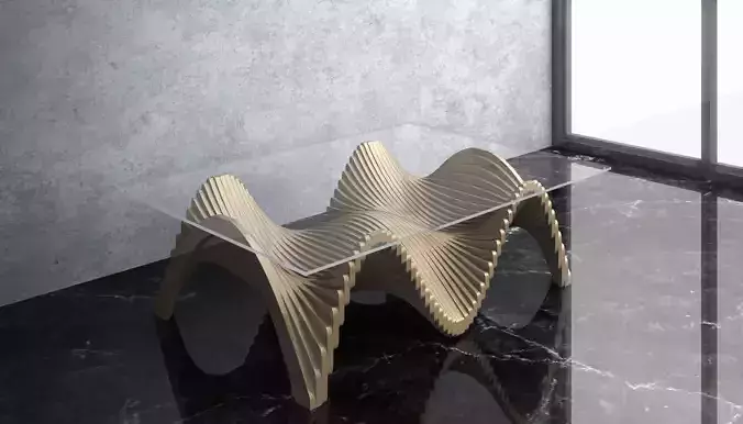 Parametric Wavy Wooden Furniture 22 -  CNC files for cutting 3D model