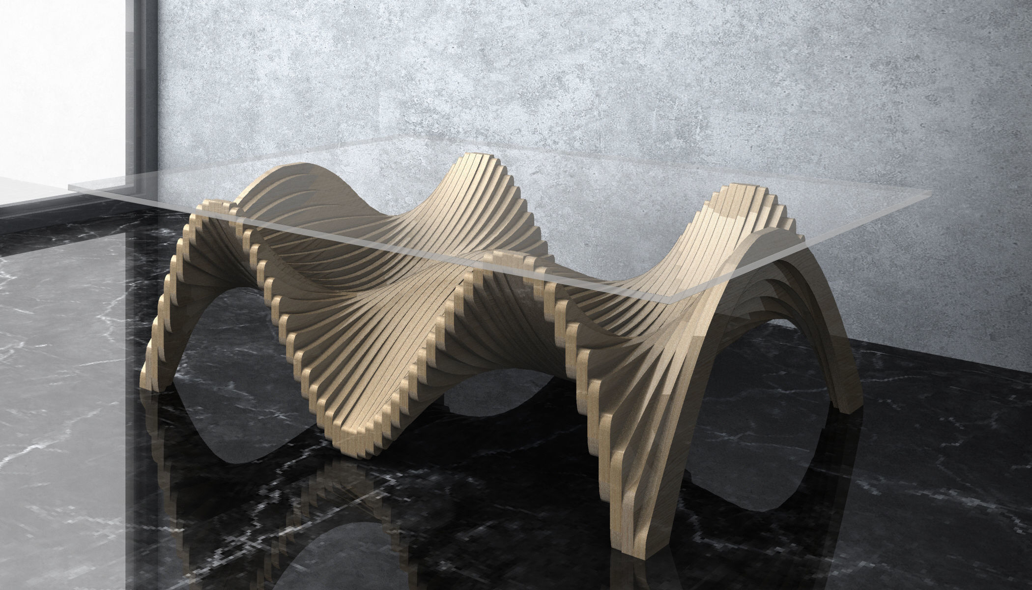 Parametric Wavy Wooden Furniture 22 -  CNC files for cutting 3D model_3