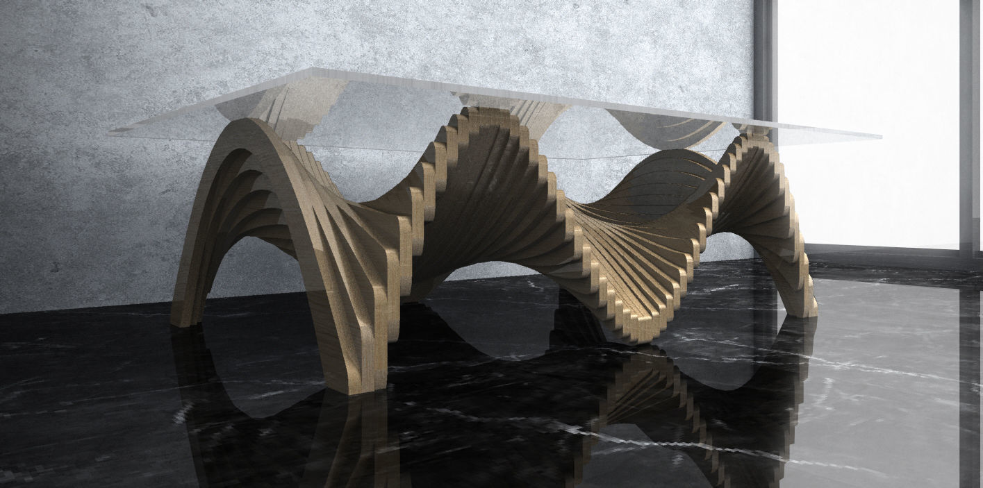 Parametric Wavy Wooden Furniture 22 -  CNC files for cutting 3D model_1