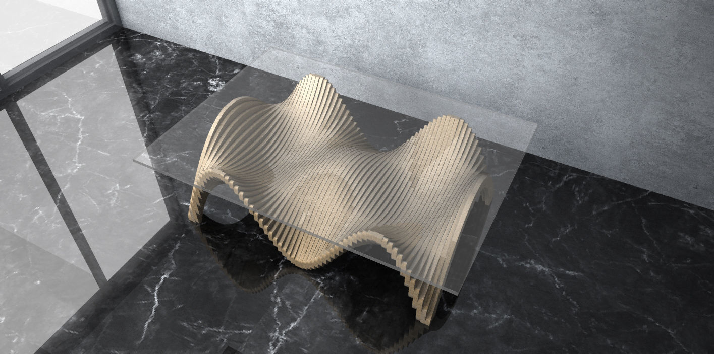 Parametric Wavy Wooden Furniture 22 -  CNC files for cutting 3D model_4