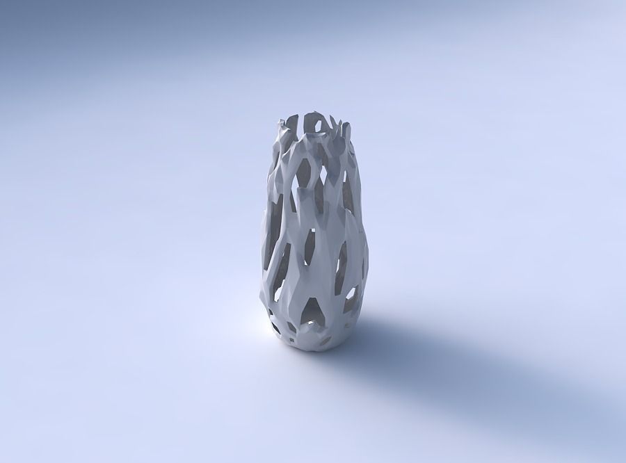 Vase Bullet with faceted cuts and bulges 3D print model_3