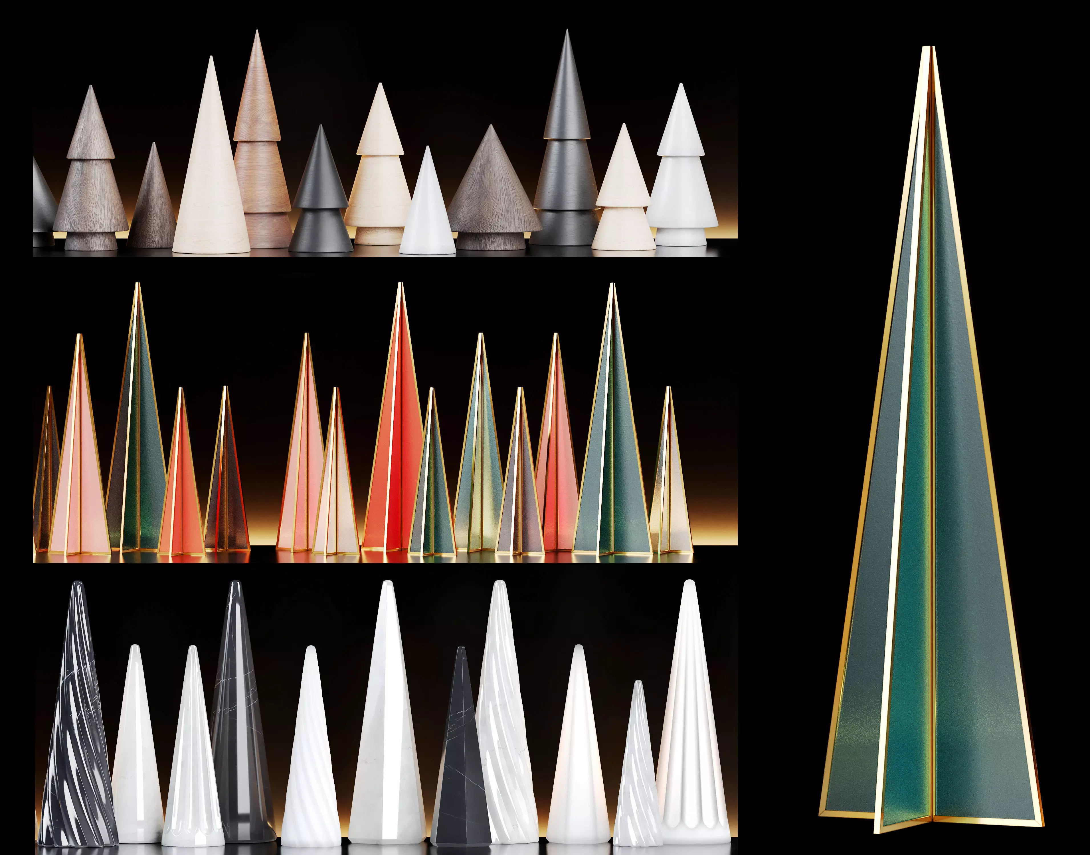 Miniature Tree Ornaments Decoration Set 3D model_0