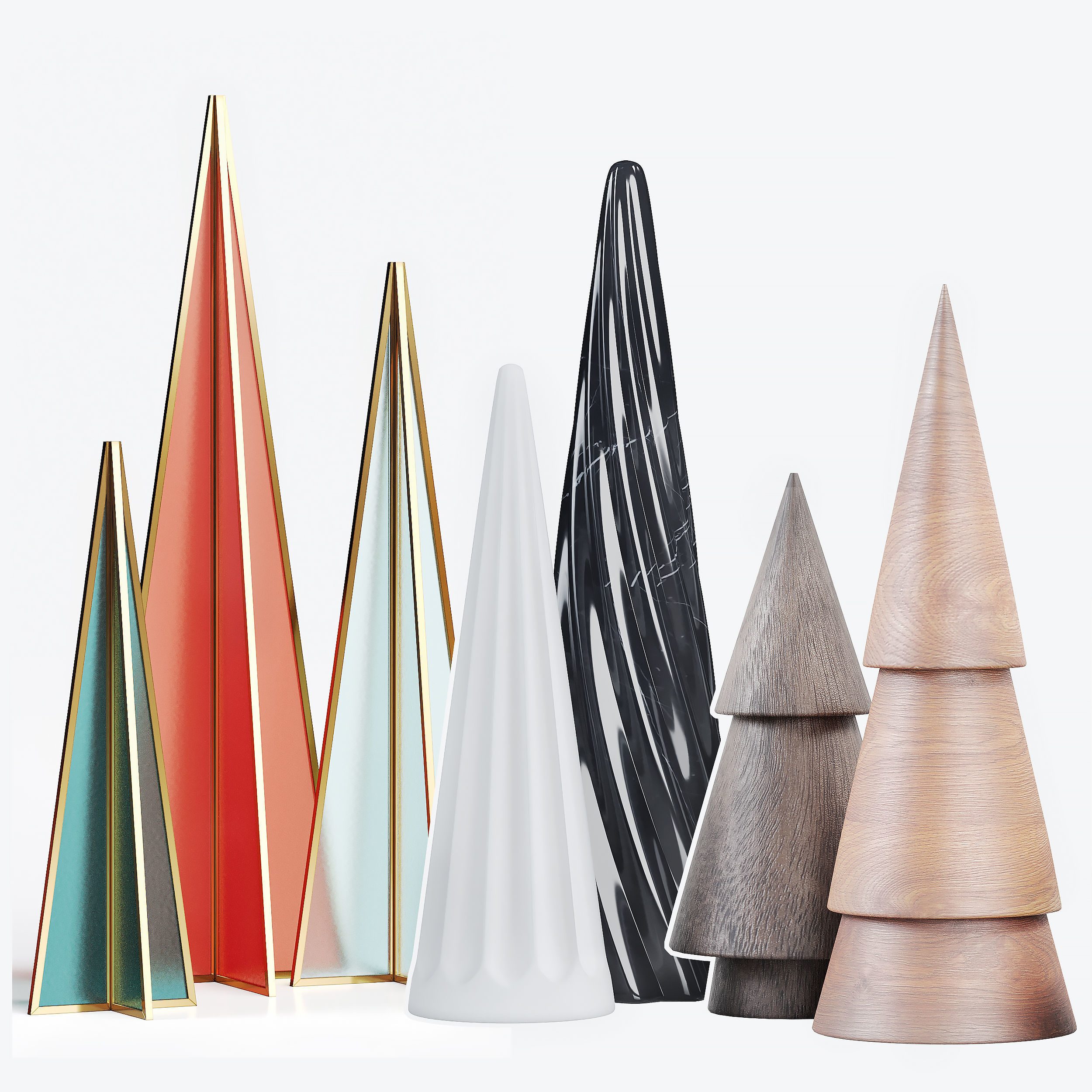 Miniature Tree Ornaments Decoration Set 3D model_4