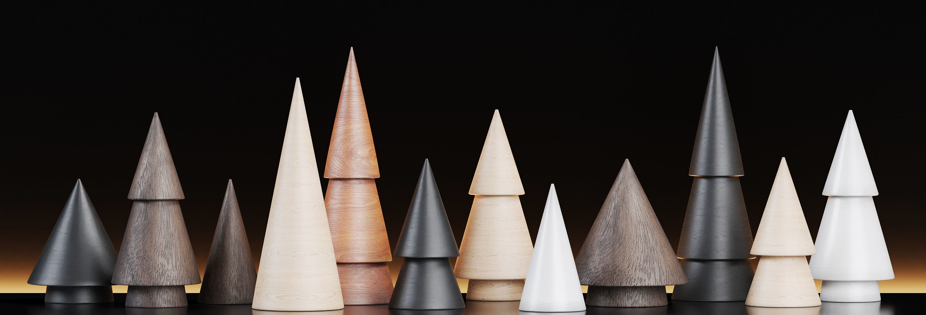 Miniature Tree Ornaments Decoration Set 3D model_1