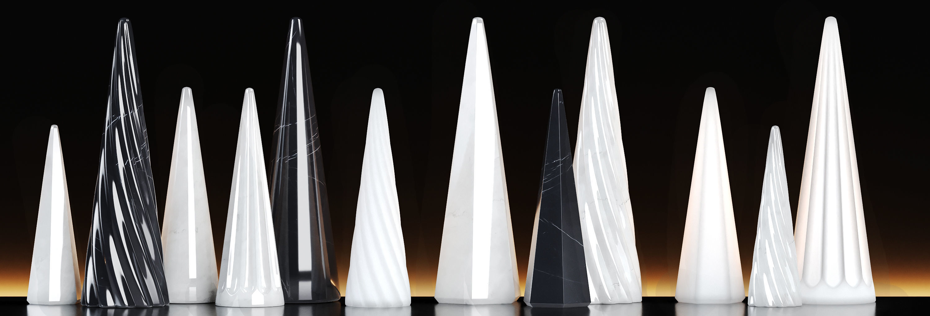 Miniature Tree Ornaments Decoration Set 3D model_3