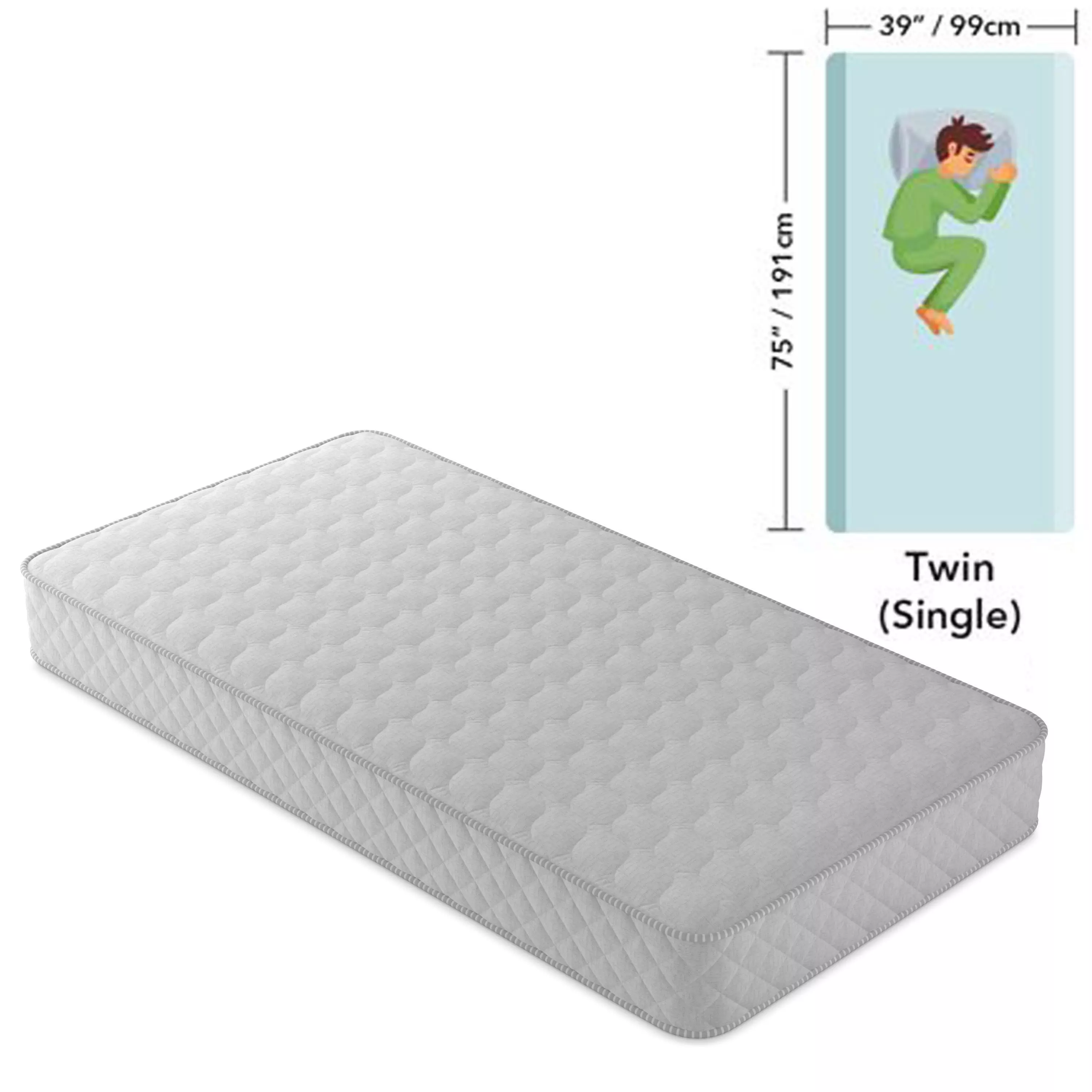 Mattress twin size with measurements Low-poly 3D model_0