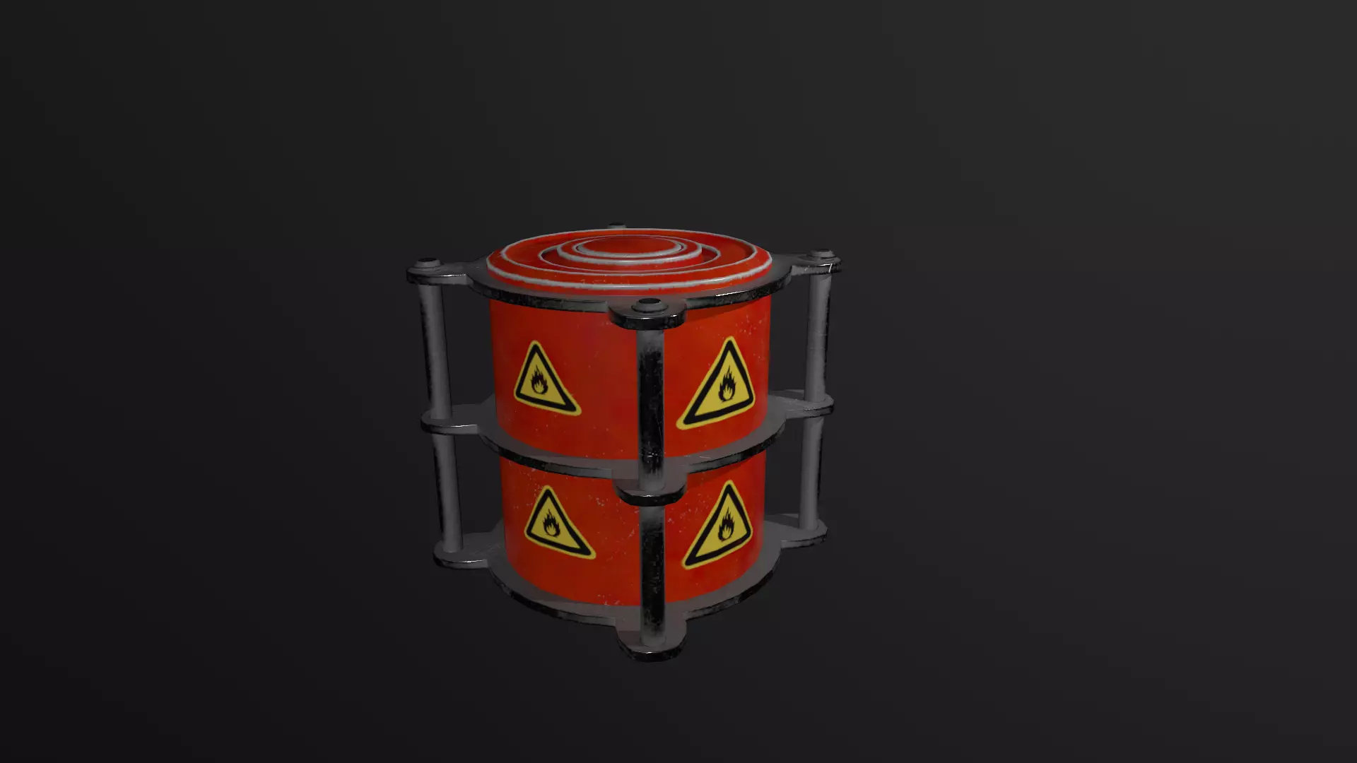 Scifi Explosive Barrel Low-poly 3D model_0