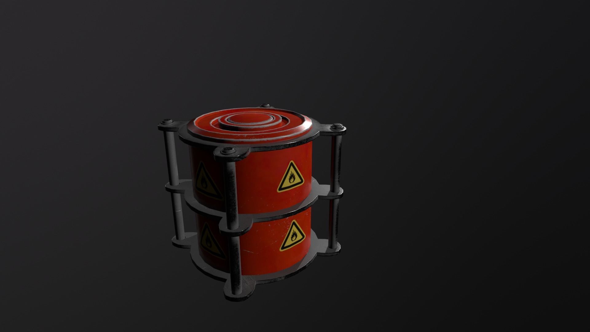 Scifi Explosive Barrel Low-poly 3D model_2