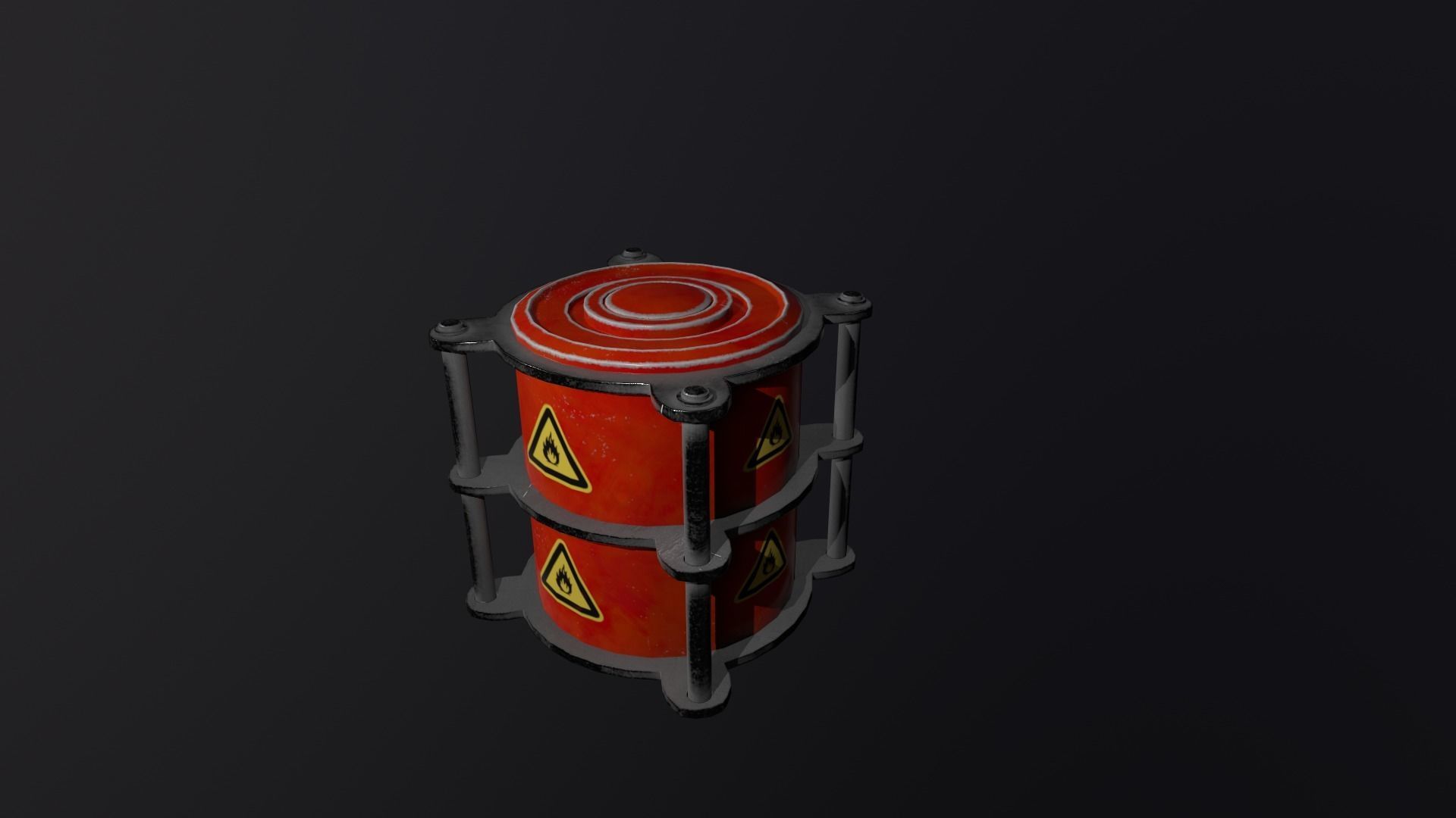 Scifi Explosive Barrel Low-poly 3D model_1