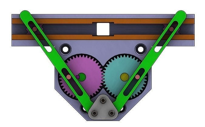 Mechanism Design A001-Rotating to Linear motion-gear and rod Free 3D print model