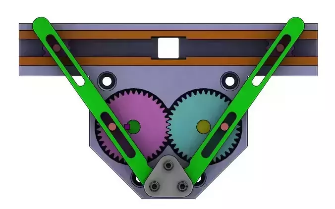 Mechanism Design A001-Rotating to Linear motion-gear and rod Free 3D print model