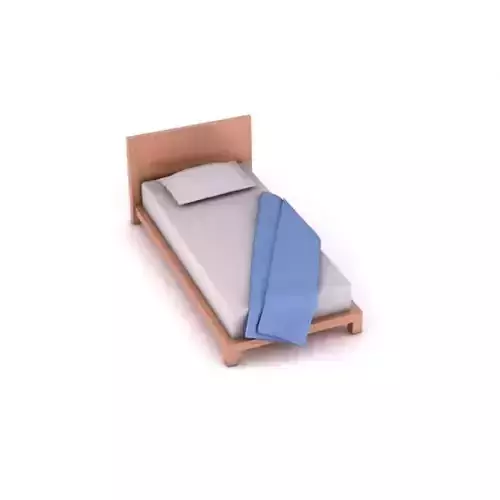 Wooden Twin Size Bed 3D model