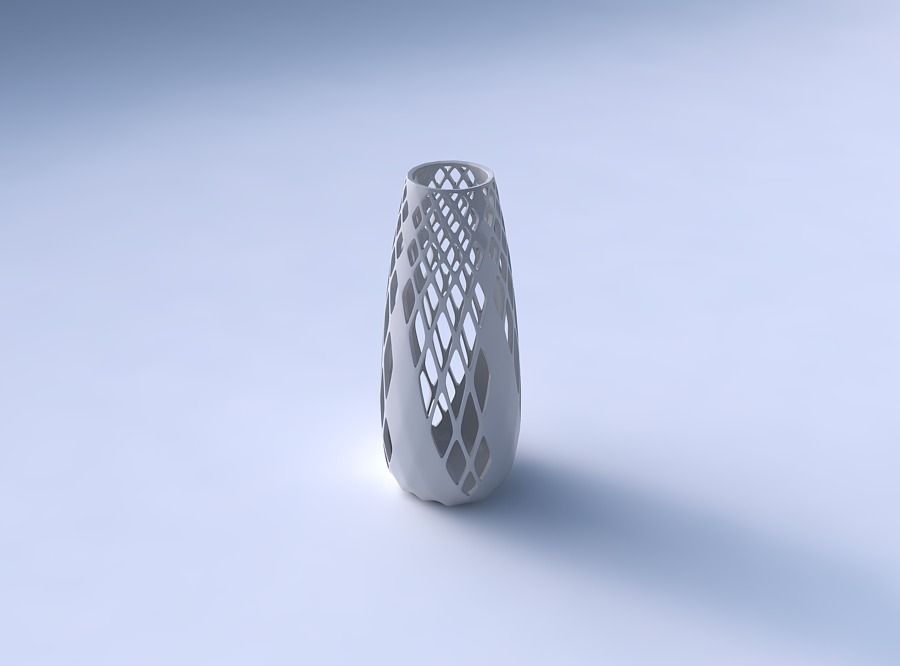 Vase Bullet with diagonal grid lattice 3 3D print model_3
