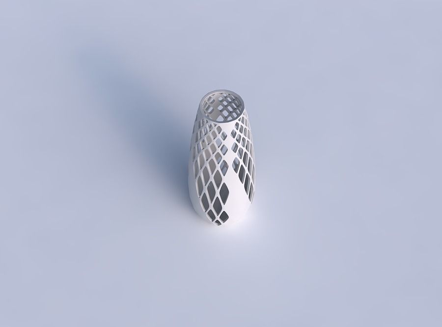 Vase Bullet with diagonal grid lattice 3 3D print model_1