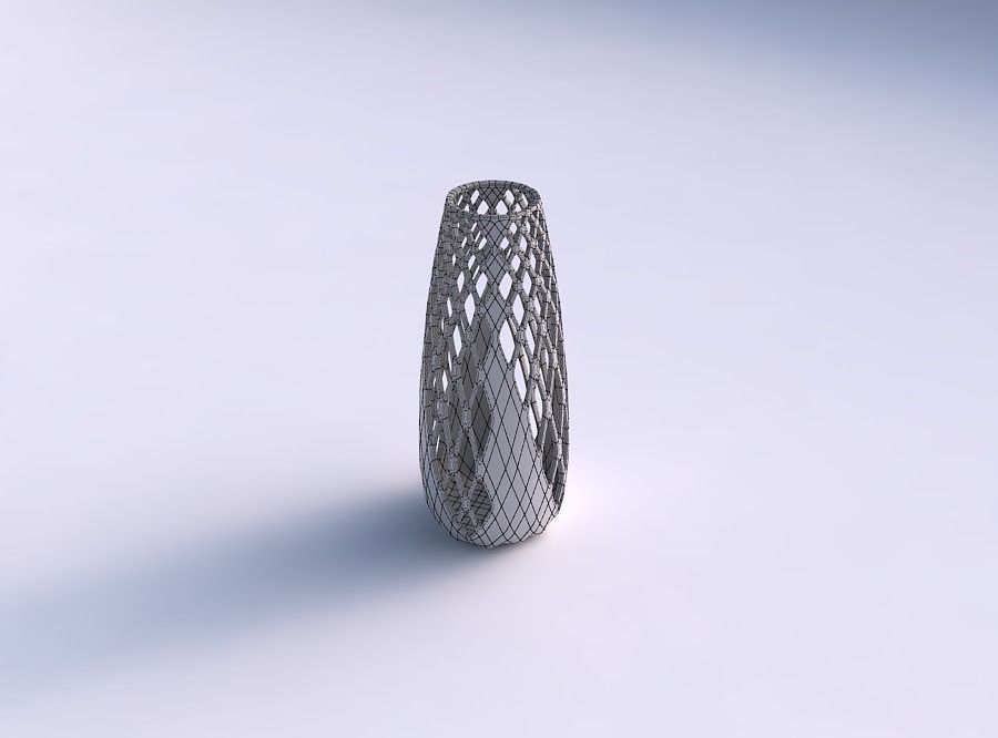 Vase Bullet with diagonal grid lattice 3 3D print model_5