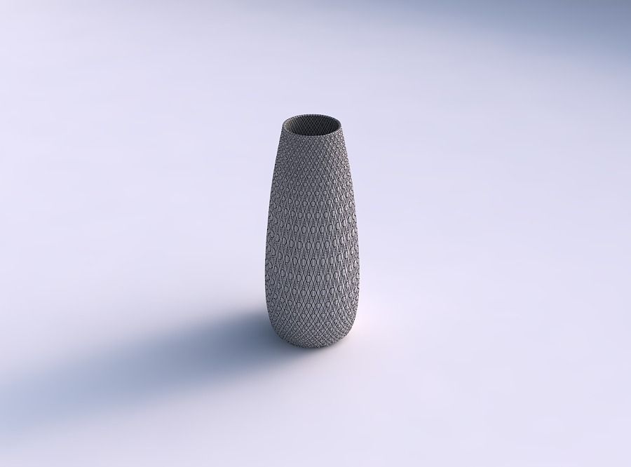 Vase Bullet with diagonal grid dents 3D print model_5