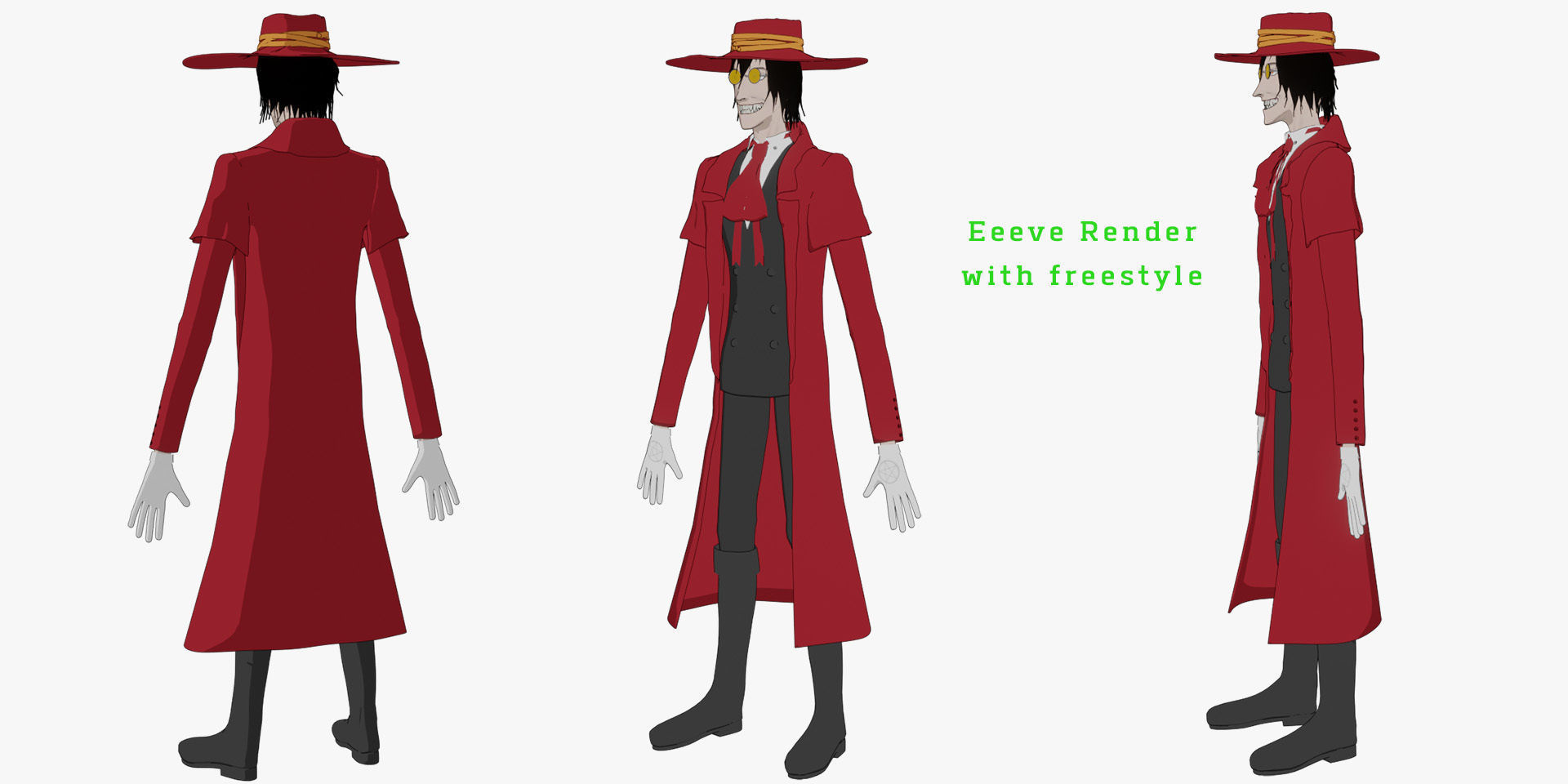Alucard from Hellsing Anime 3D Rigged Low-poly 3D model_7