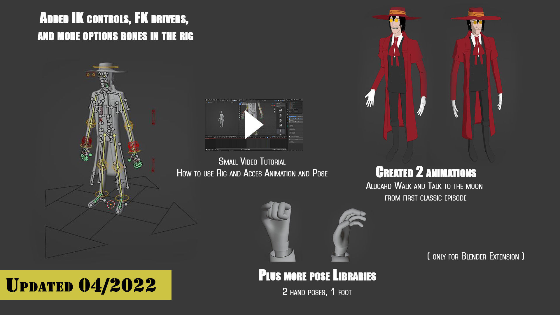 Alucard from Hellsing Anime 3D Rigged Low-poly 3D model_4