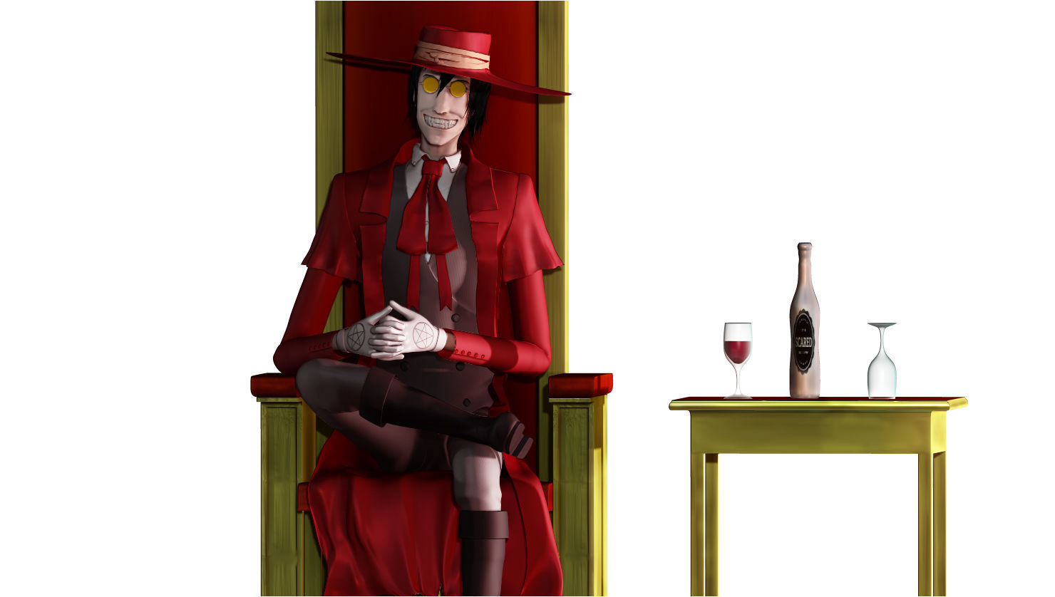 Alucard from Hellsing Anime 3D Rigged Low-poly 3D model_1