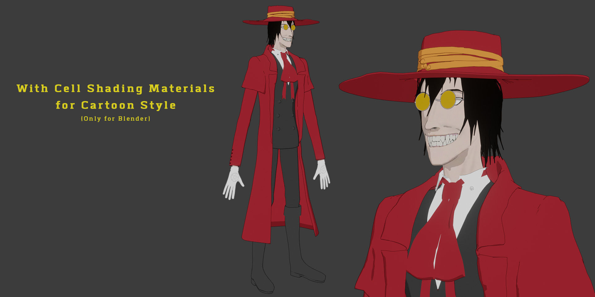 Alucard from Hellsing Anime 3D Rigged Low-poly 3D model_5