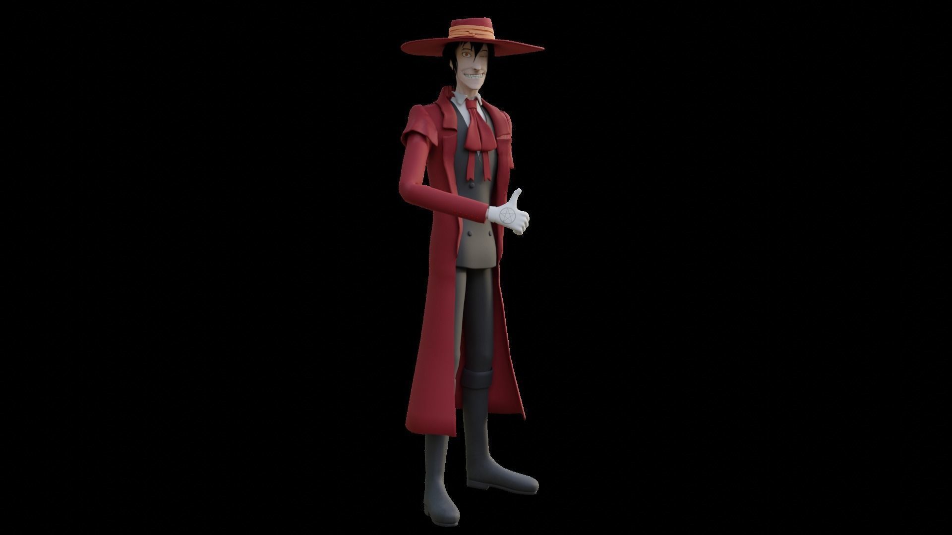 Alucard from Hellsing Anime 3D Rigged Low-poly 3D model_36