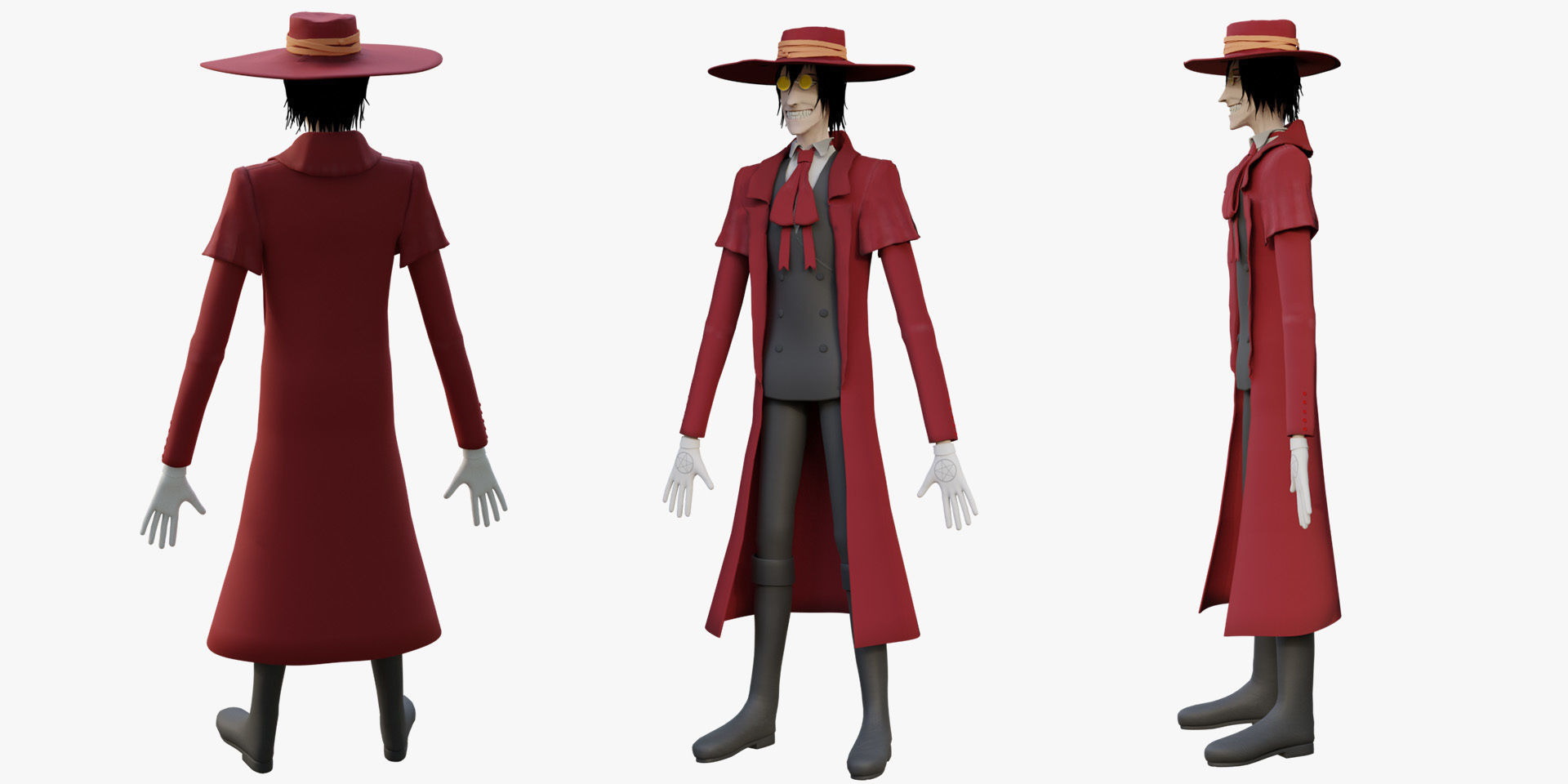 Alucard from Hellsing Anime 3D Rigged Low-poly 3D model_6
