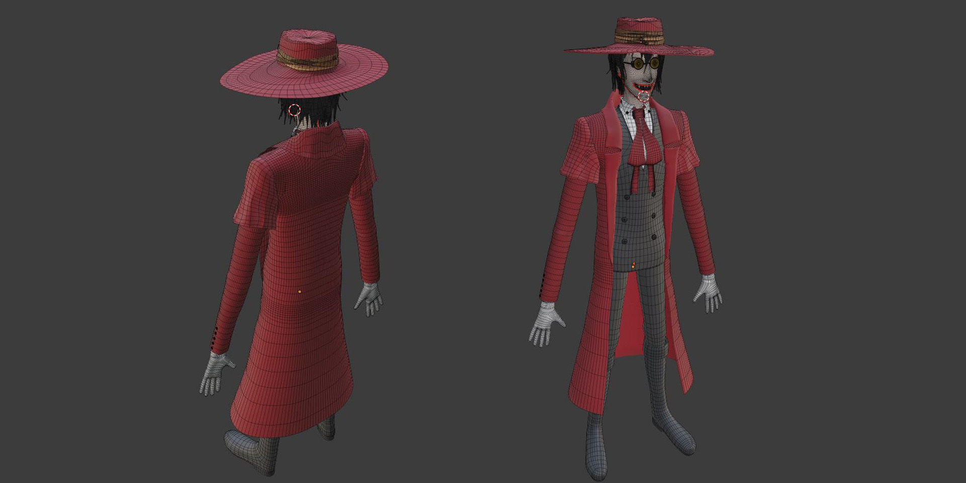 Alucard from Hellsing Anime 3D Rigged Low-poly 3D model_15