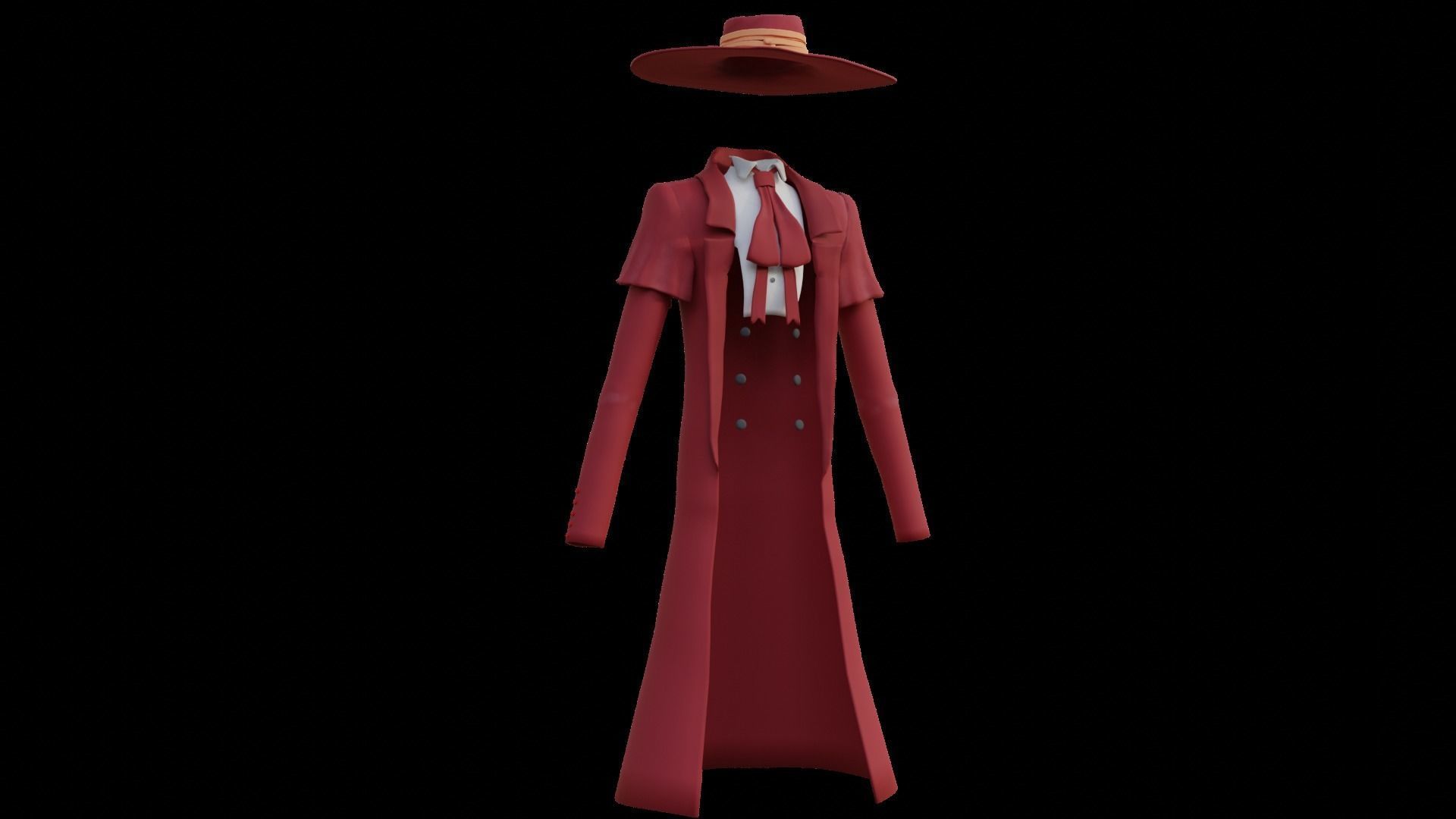 Alucard from Hellsing Anime 3D Rigged Low-poly 3D model_34