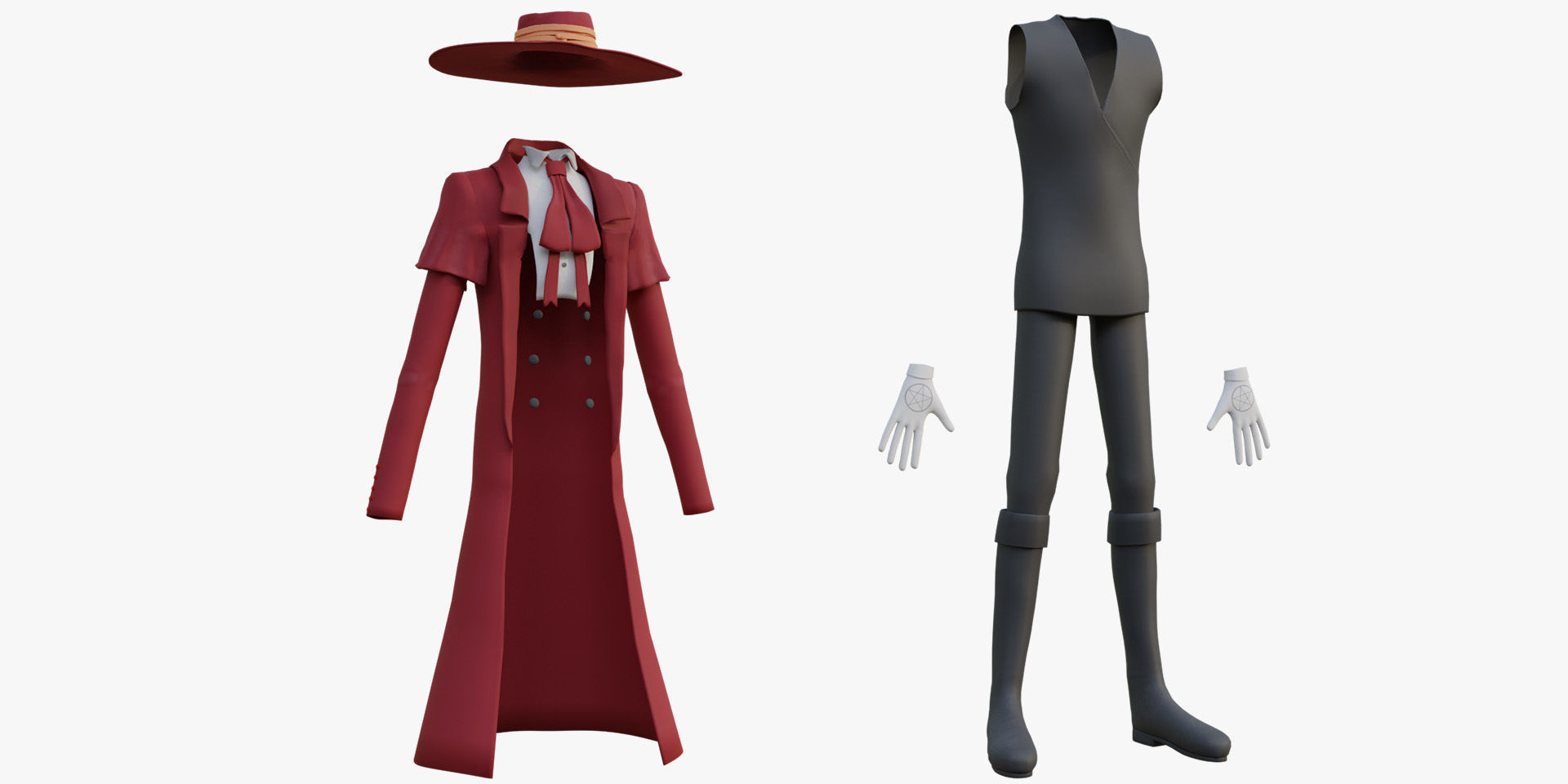 Alucard from Hellsing Anime 3D Rigged Low-poly 3D model_12