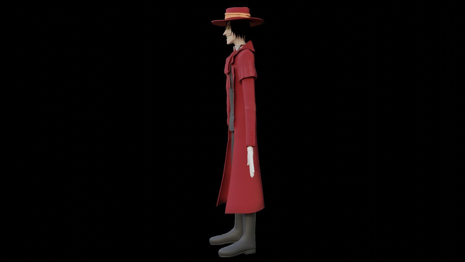 Alucard from Hellsing Anime 3D Rigged Low-poly 3D model_32
