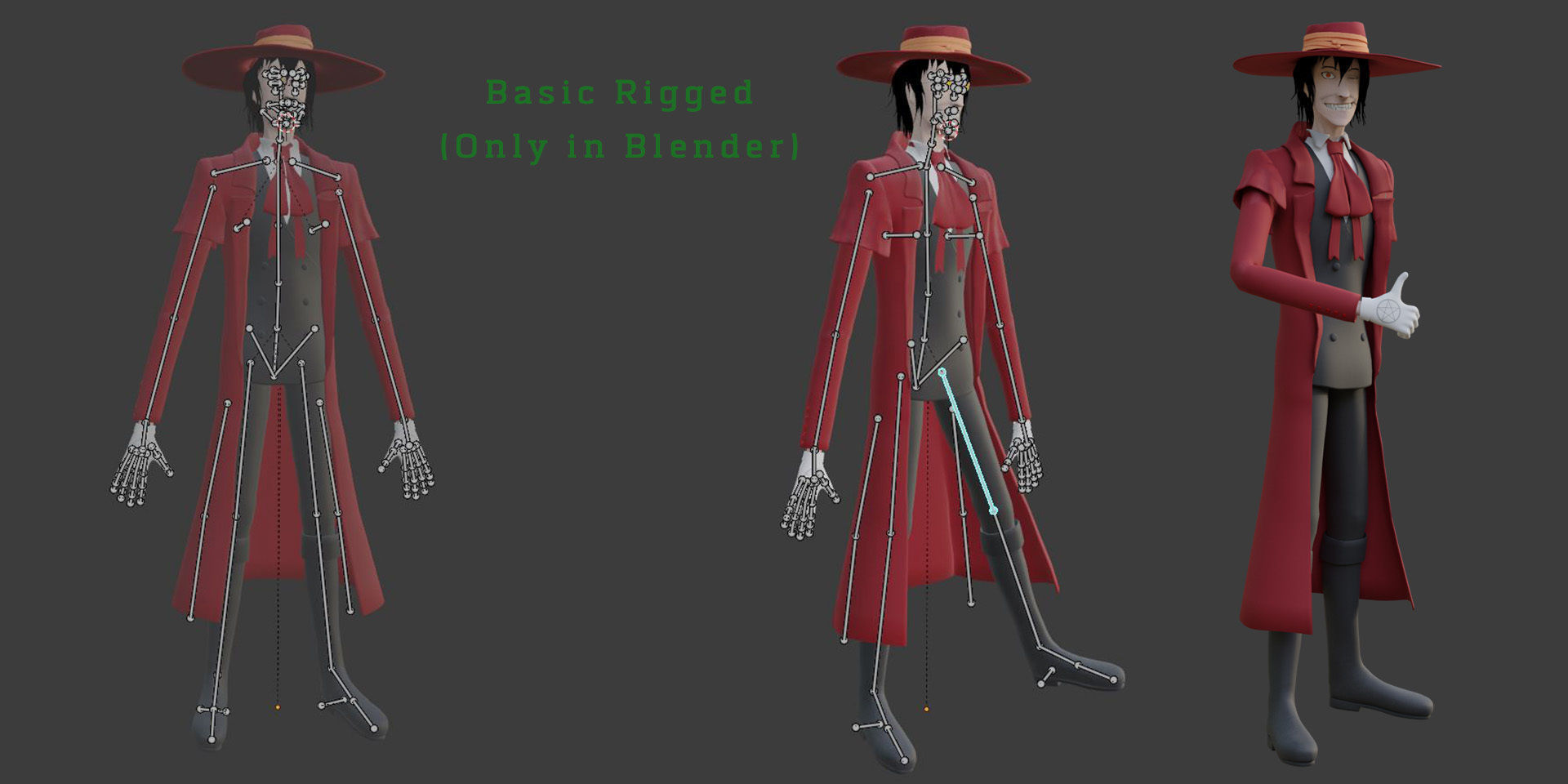 Alucard from Hellsing Anime 3D Rigged Low-poly 3D model_3