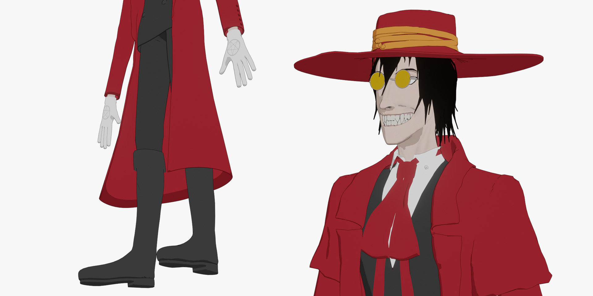 Alucard from Hellsing Anime 3D Rigged Low-poly 3D model_9