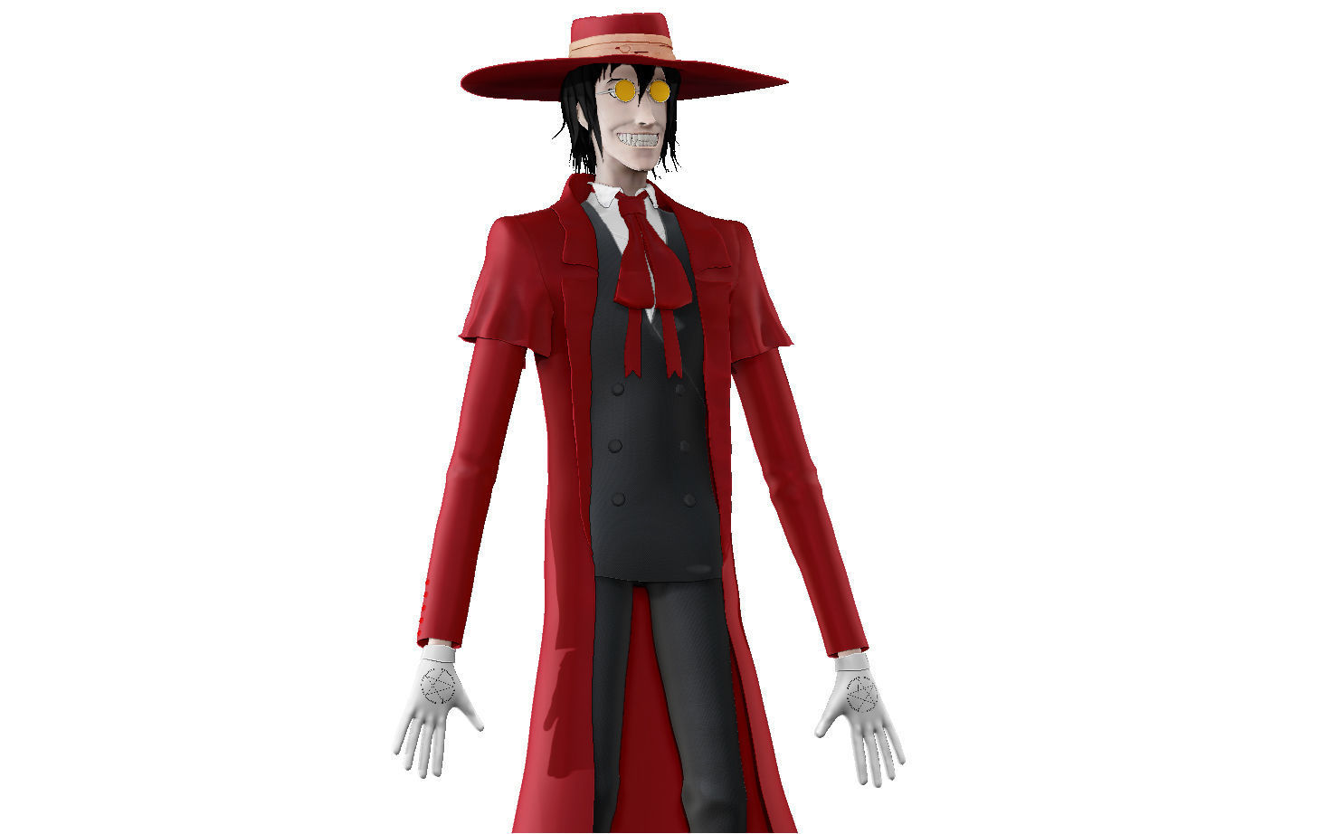 Alucard from Hellsing Anime 3D Rigged Low-poly 3D model_45