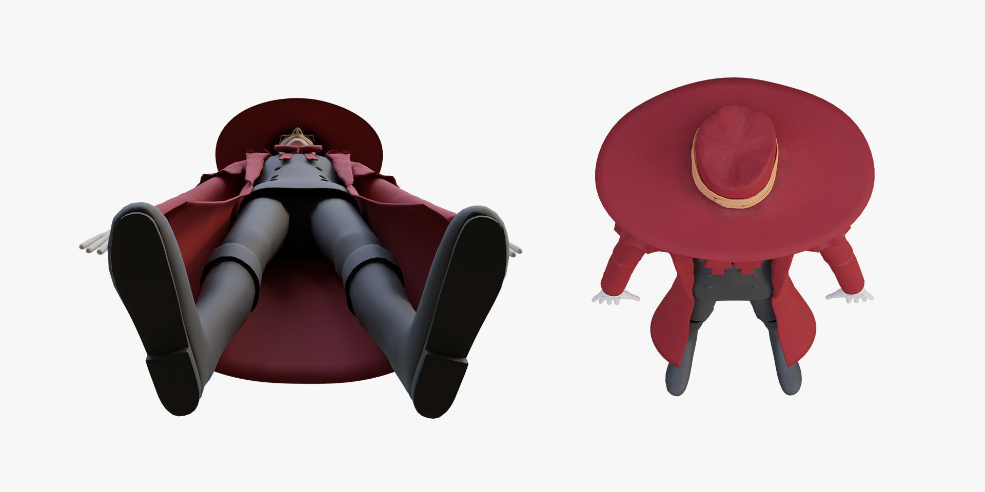 Alucard from Hellsing Anime 3D Rigged Low-poly 3D model_8