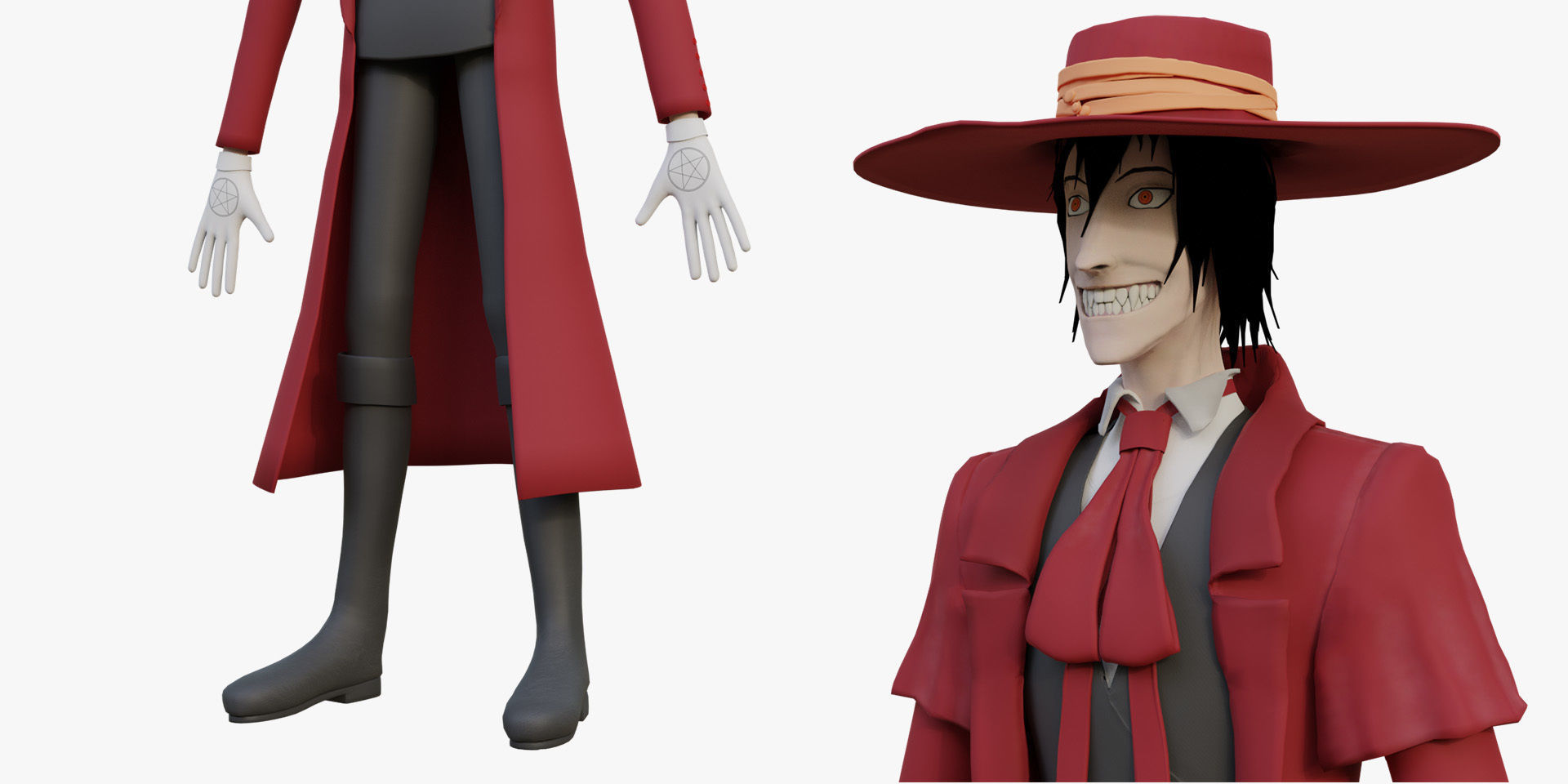 Alucard from Hellsing Anime 3D Rigged Low-poly 3D model_10
