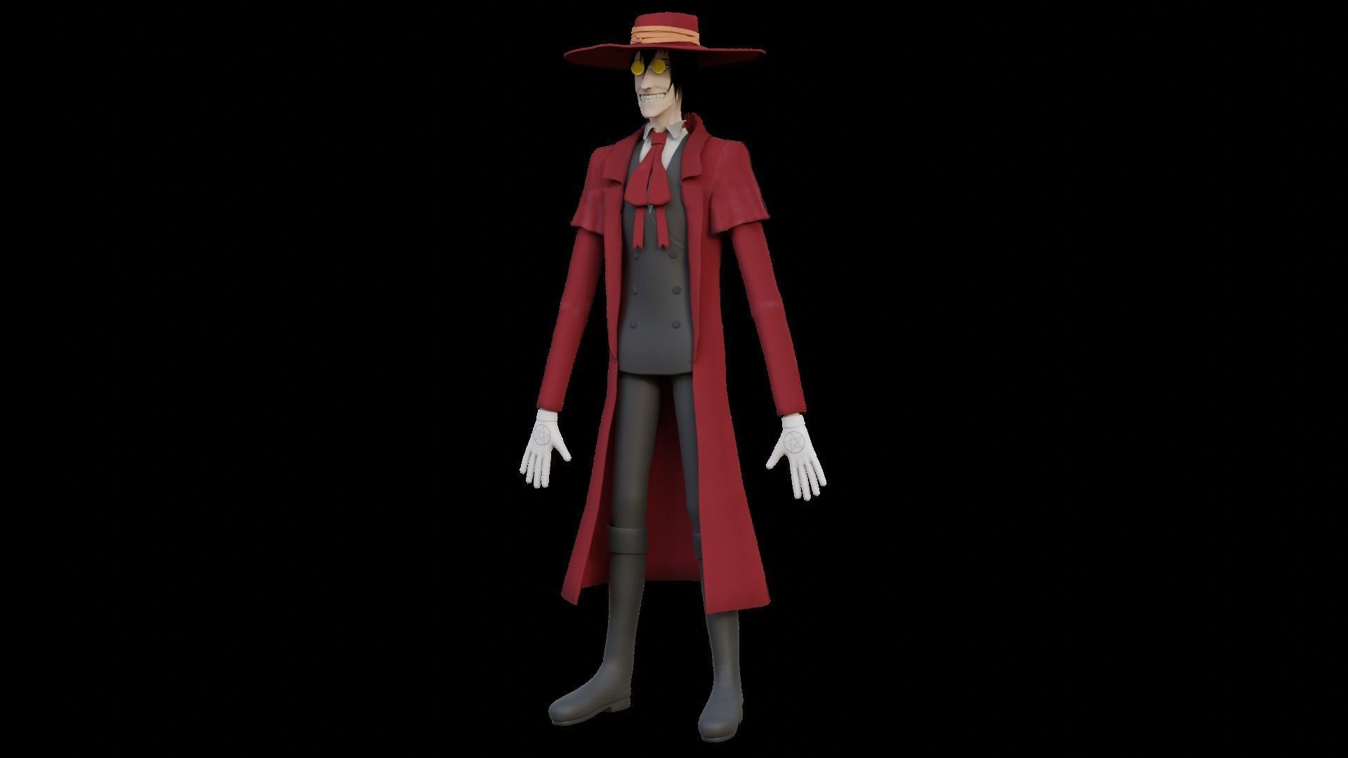 Alucard from Hellsing Anime 3D Rigged Low-poly 3D model_35