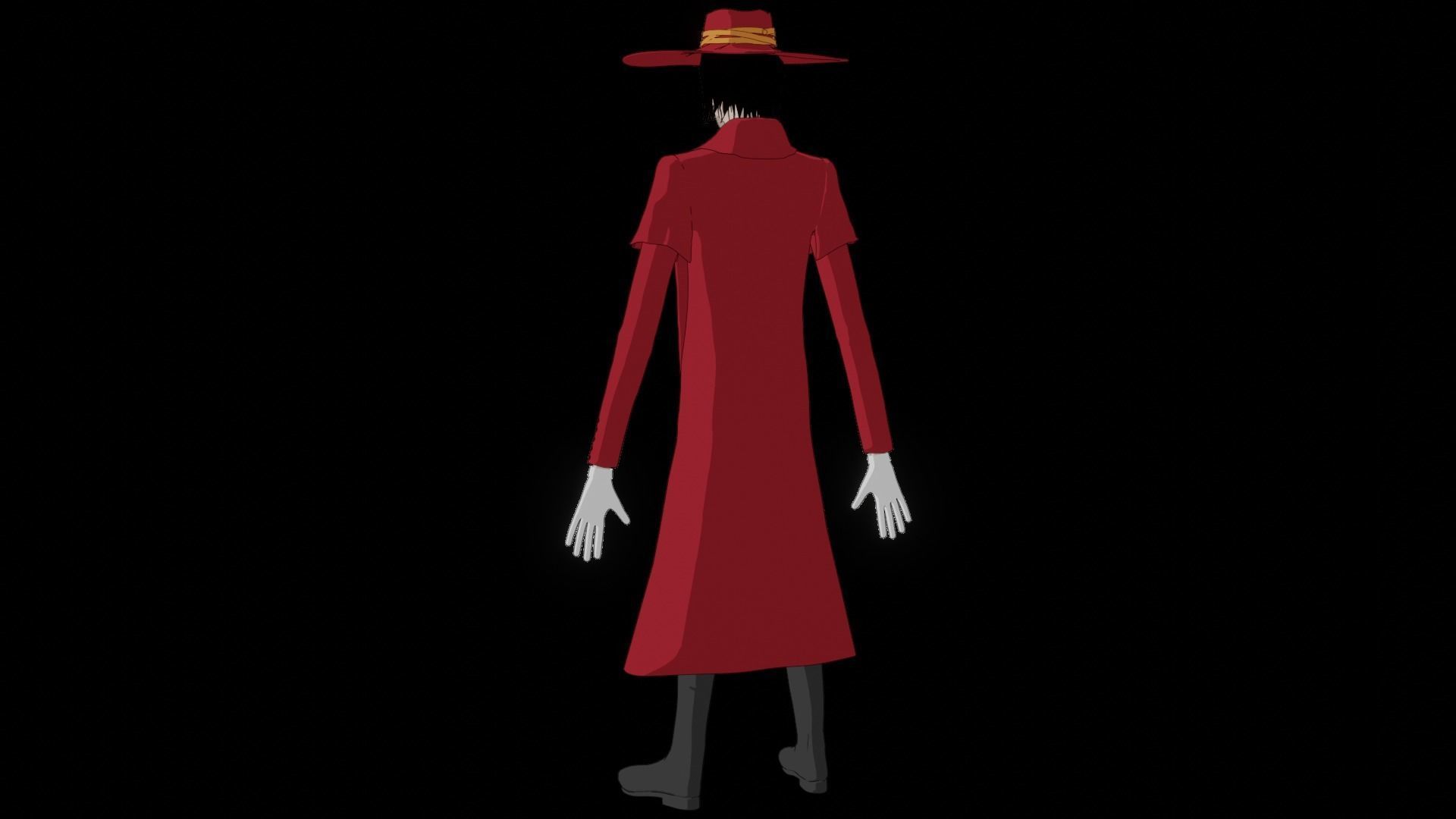 Alucard from Hellsing Anime 3D Rigged Low-poly 3D model_52