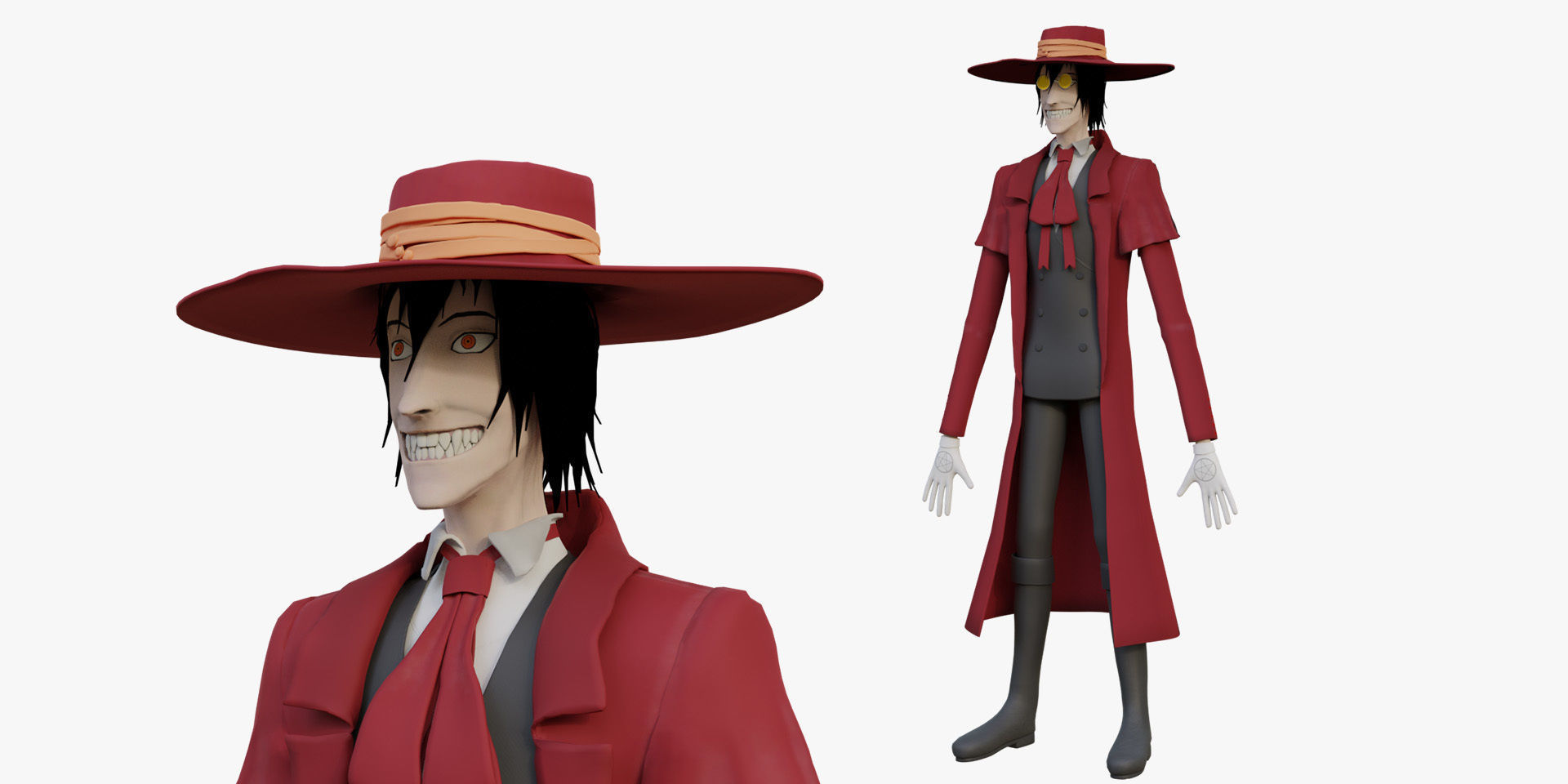 Alucard from Hellsing Anime 3D Rigged Low-poly 3D model_41