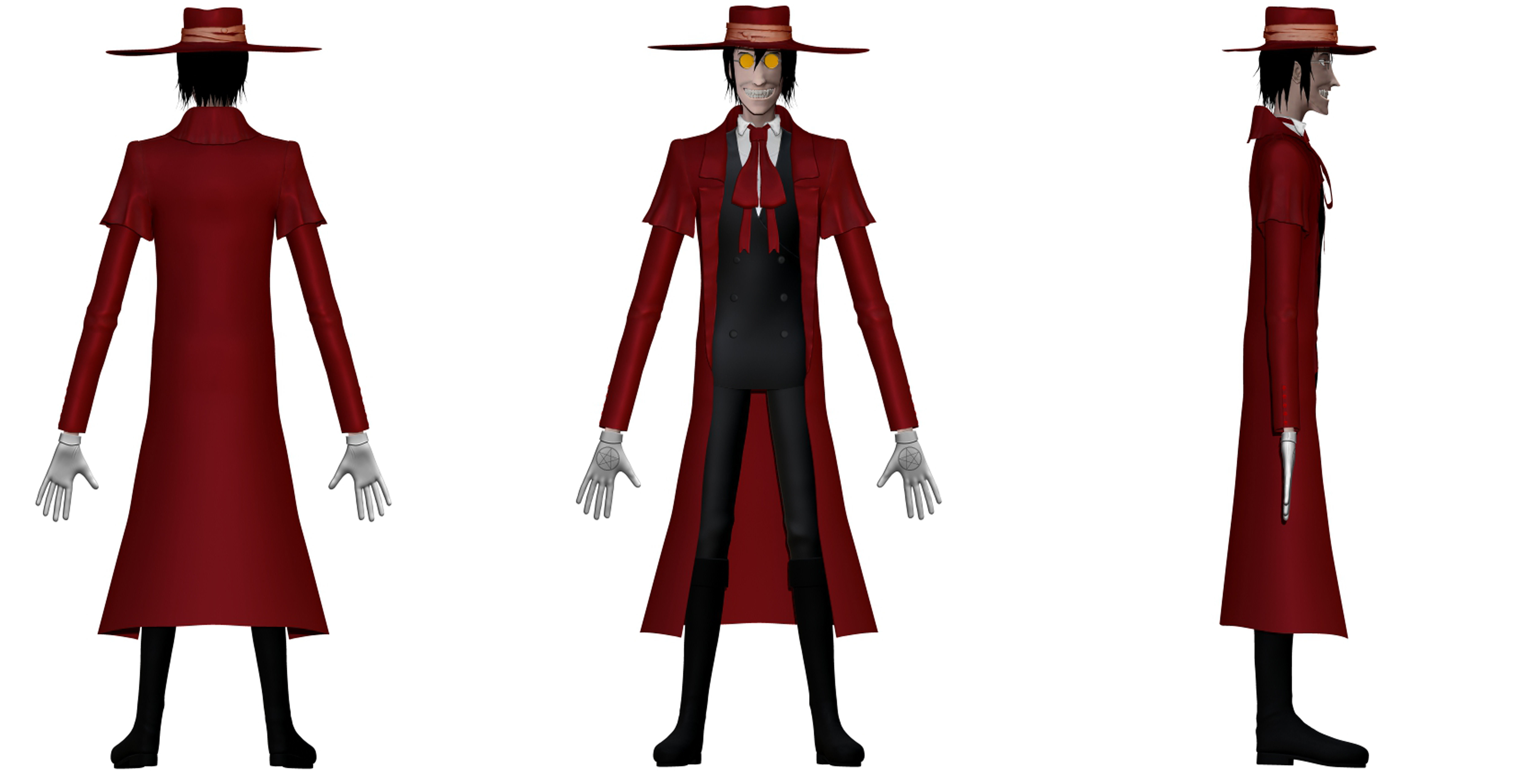 Alucard from Hellsing Anime 3D Rigged Low-poly 3D model_46