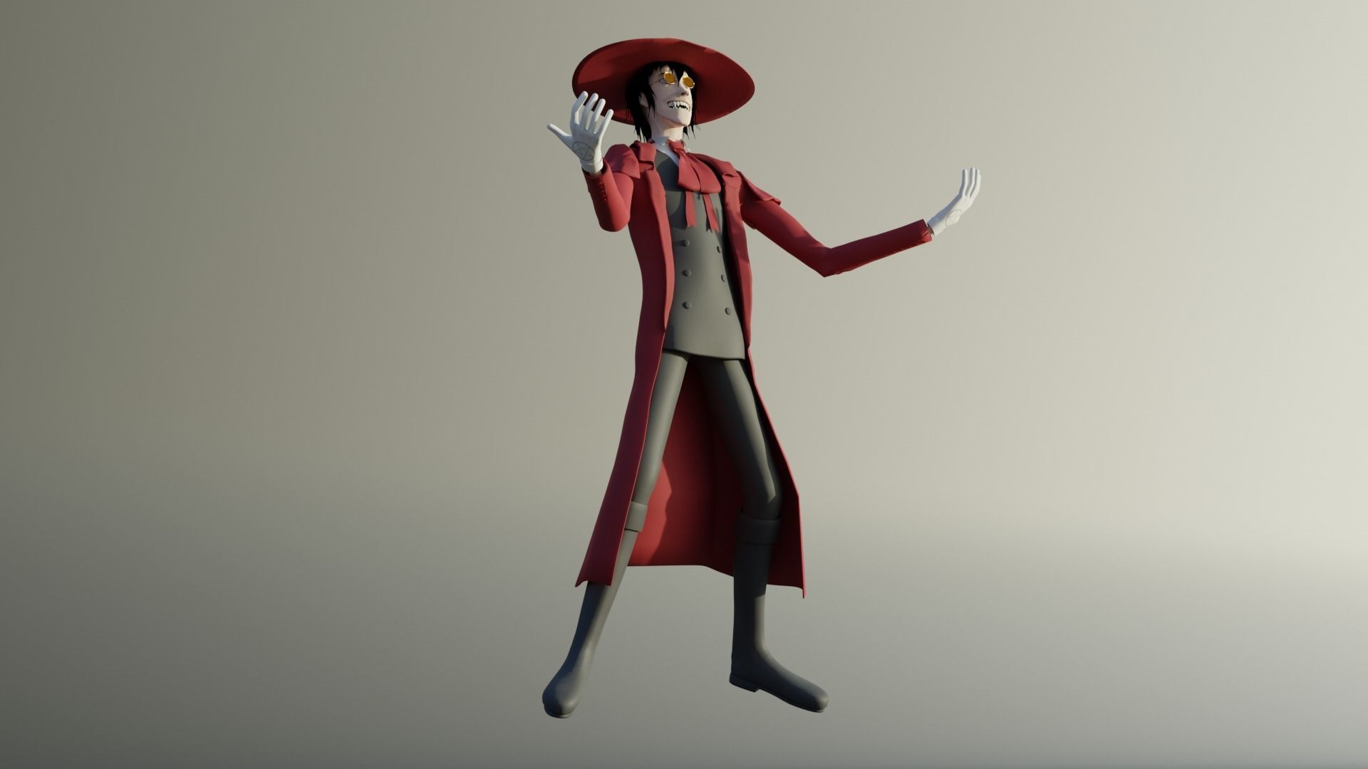 Alucard from Hellsing Anime 3D Rigged Low-poly 3D model_40