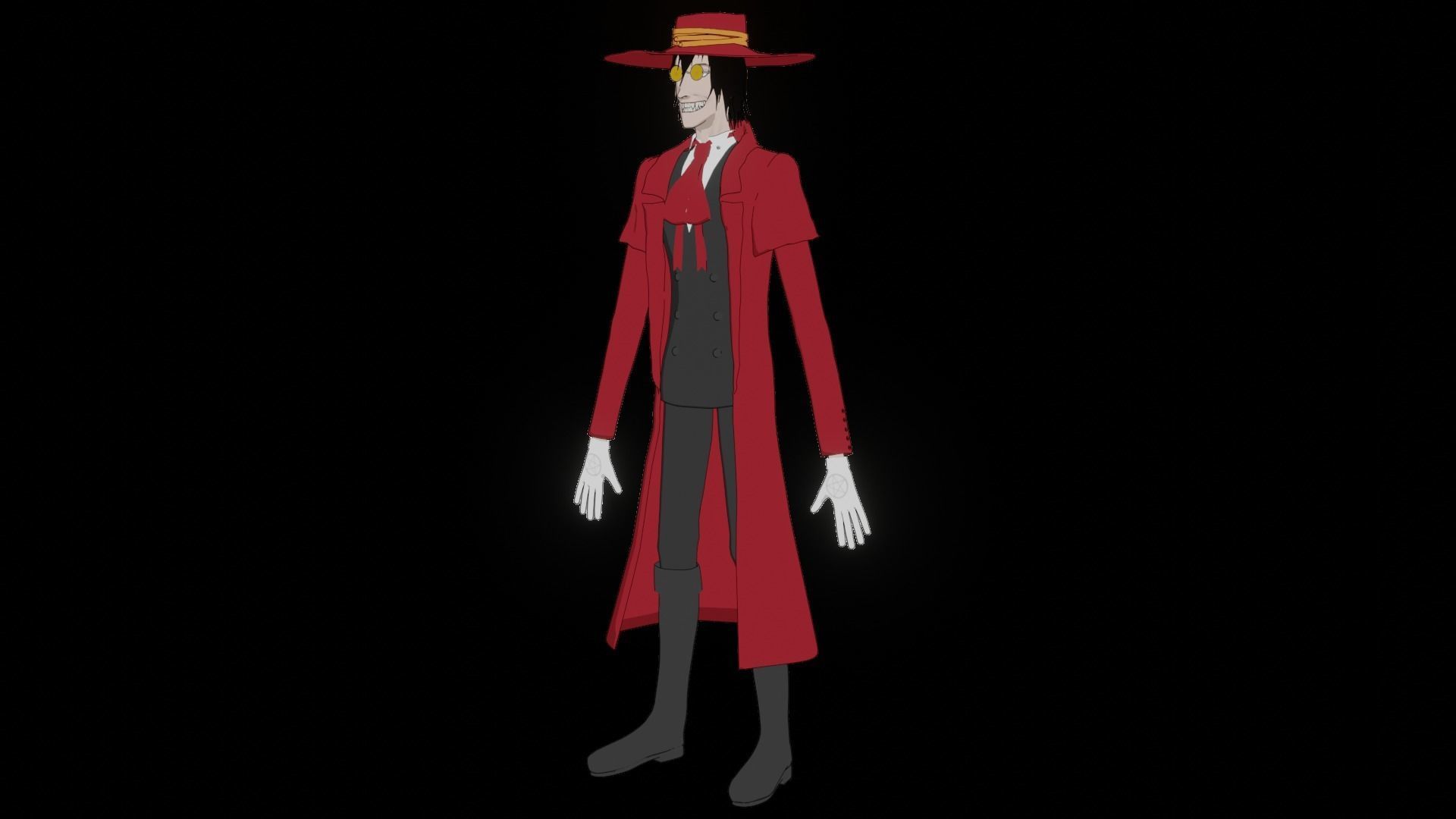 Alucard from Hellsing Anime 3D Rigged Low-poly 3D model_49