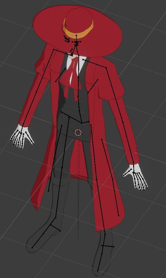 Alucard from Hellsing Anime 3D Rigged Low-poly 3D model_48