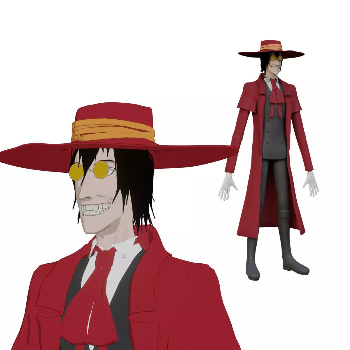 Alucard from Hellsing Anime 3D Rigged Low-poly 3D model_0