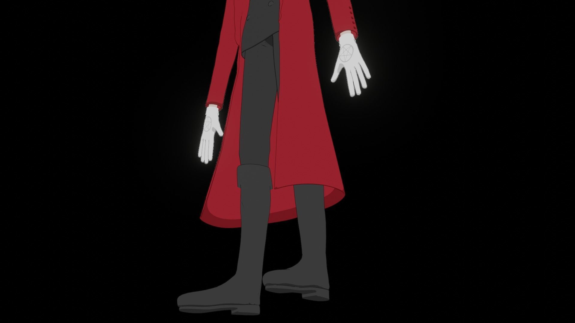 Alucard from Hellsing Anime 3D Rigged Low-poly 3D model_53