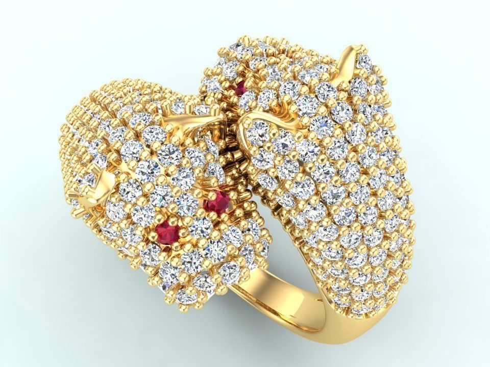 Double Leopard Rings - Leopard Ring 3D print model_5