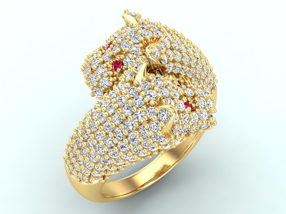 Double Leopard Rings - Leopard Ring 3D print model_4