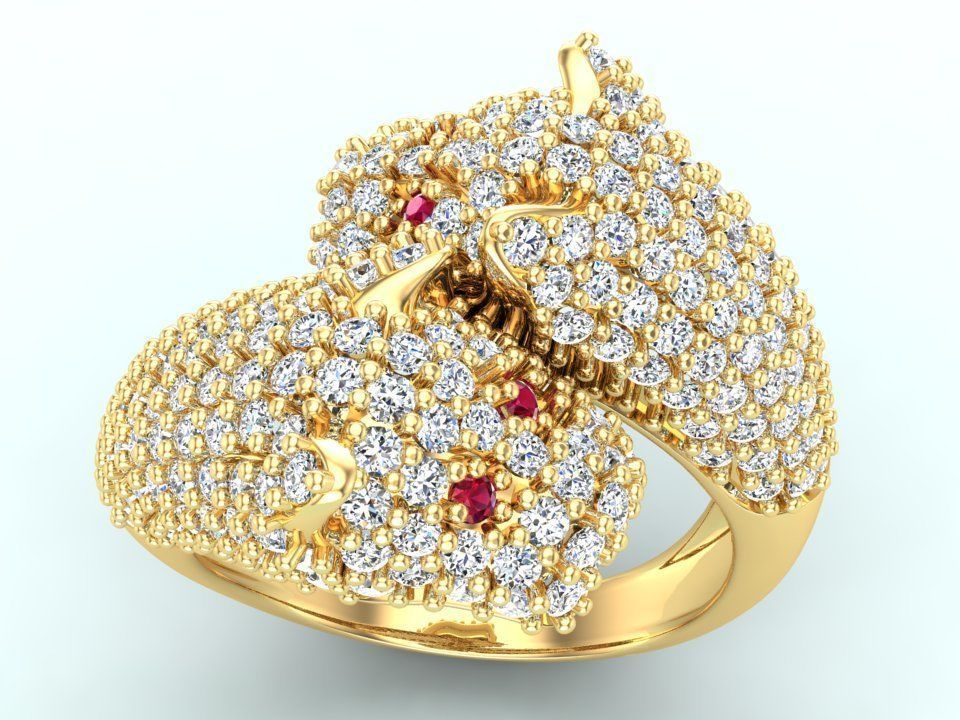 Double Leopard Rings - Leopard Ring 3D print model_7